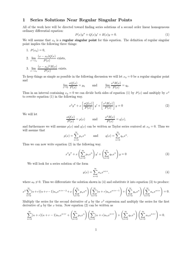 Series Solutions at Regular Singular Points | PDF | Recurrence Relation ...