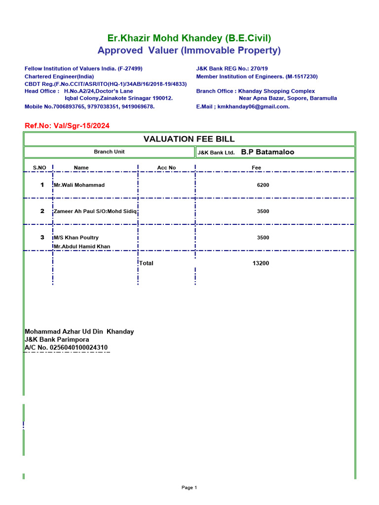 Bill Format List | PDF