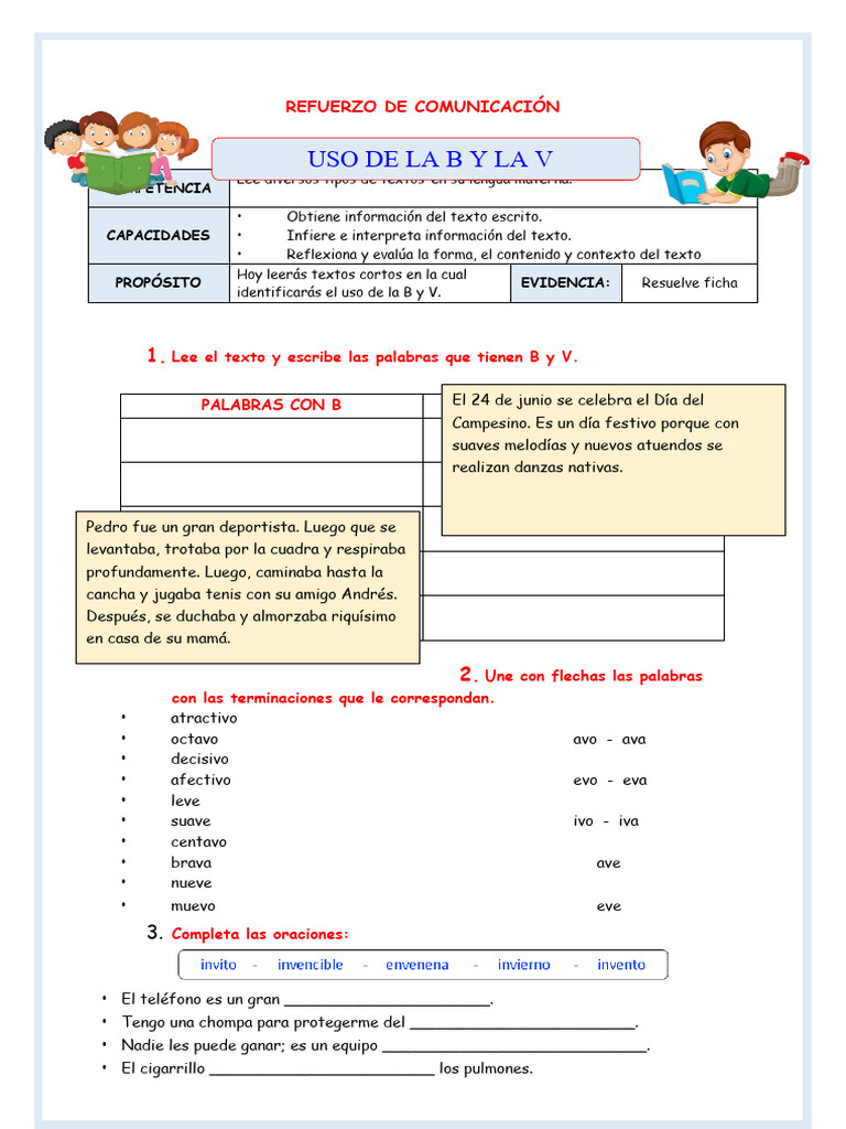 +f.refuerzo Comu Uso de La B y V | PDF