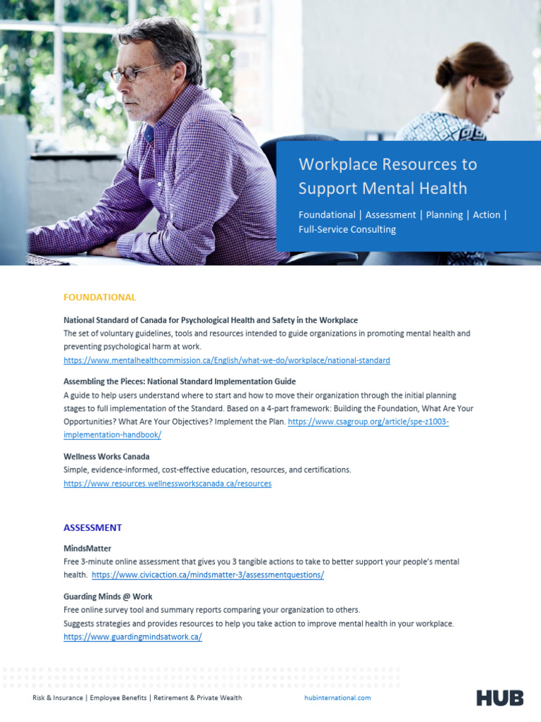 Workplace Tools and Resources For Mental Health 2021 | PDF | Mental ...