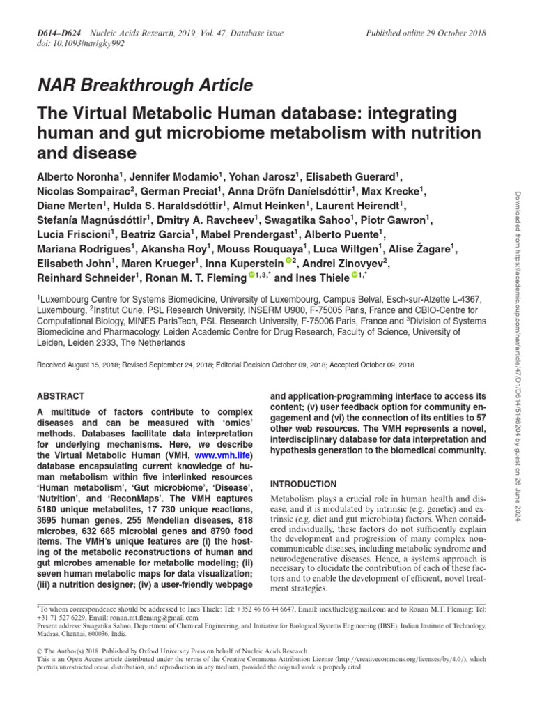 Virtual Metabolic Human Database Overview | PDF | Biology | Life Sciences