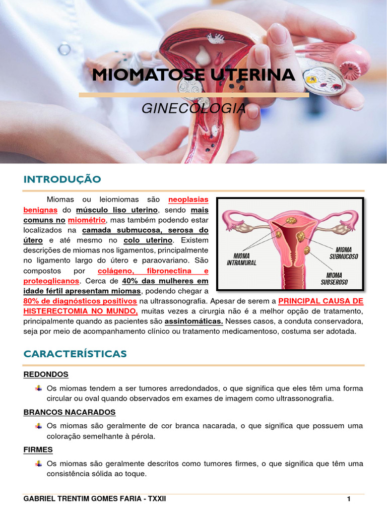 MIOMATOSE - UTERINA - Gabriel T.G.F | PDF | Estrogênio | Especialidades ...