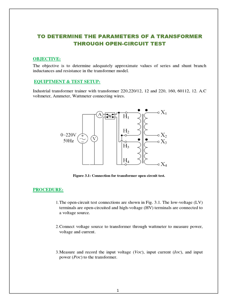 Transformer Open-Circuit Test Procedure | PDF | Science & Mathematics ...