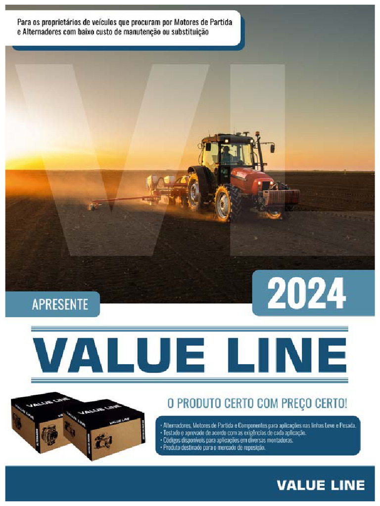 Catálogo Value Line 2024: Alternadores | PDF | Engenharia | Transporte