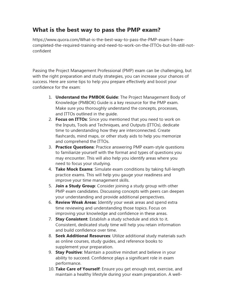 What Is The Best Way To Pass The PMP Exam | PDF | Project Management ...