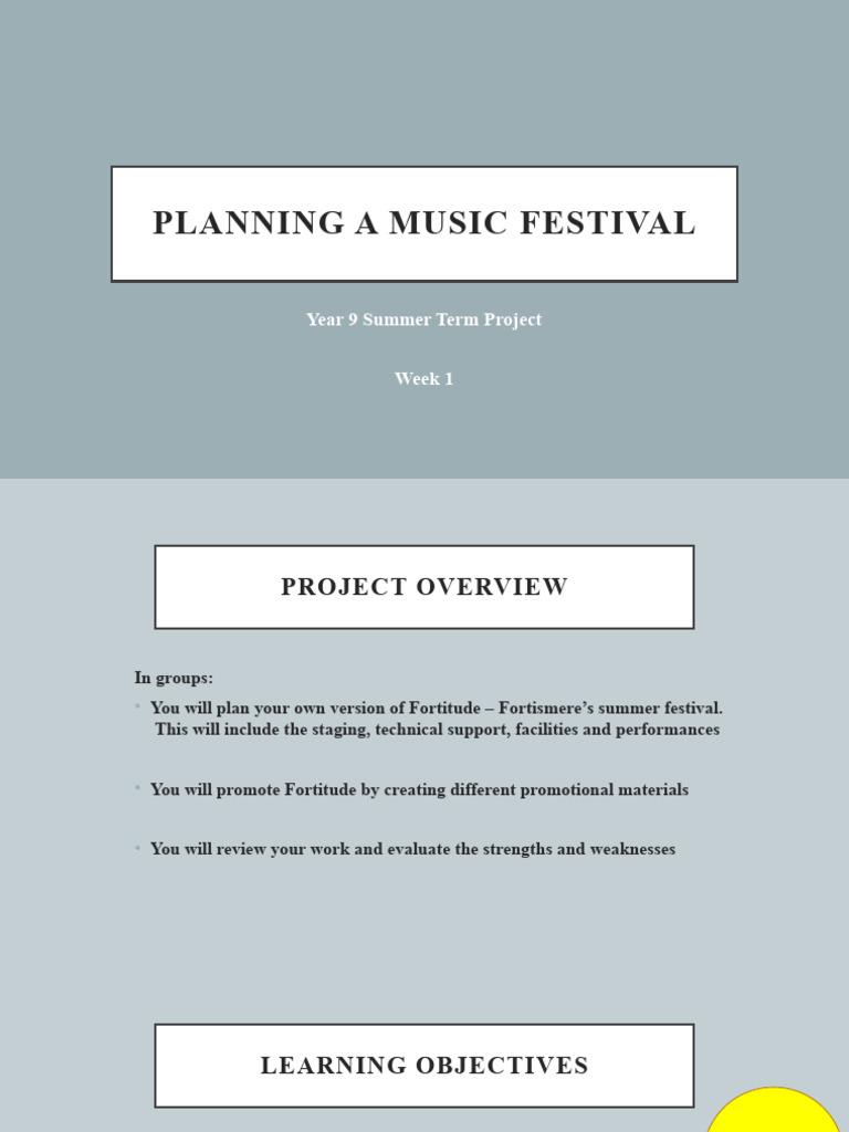 Planning A Festival Week 1 | PDF | Business | Art