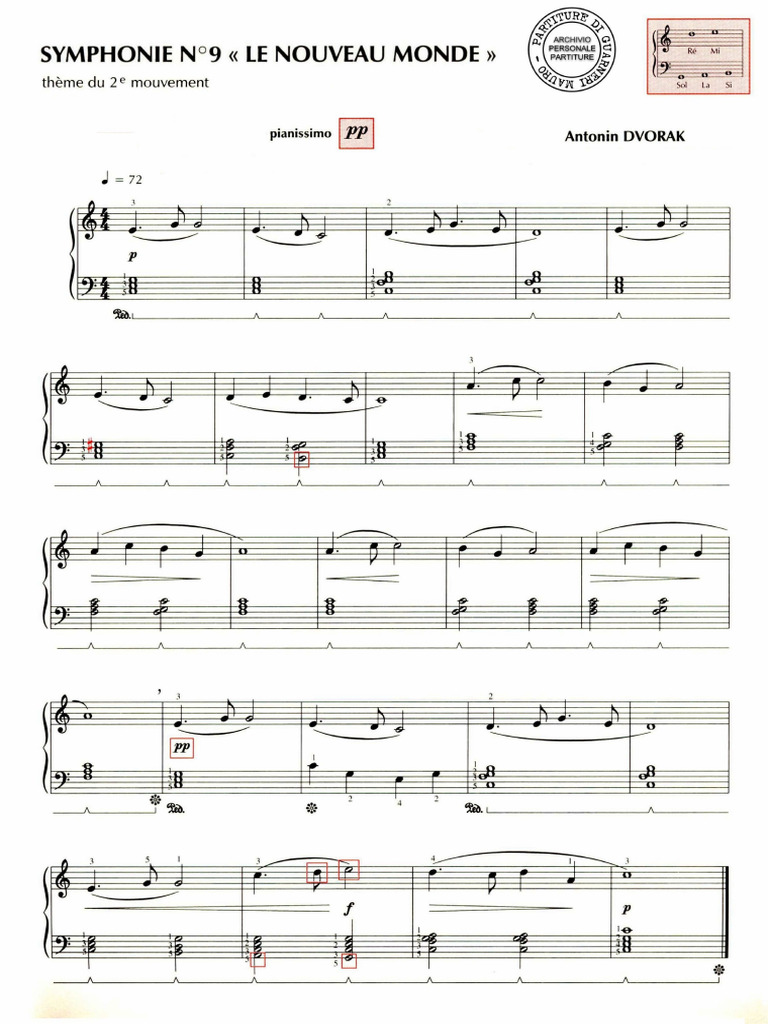 Tema Della Sinfonia Del Nuovo Mondo - DVORAK - Easy | PDF
