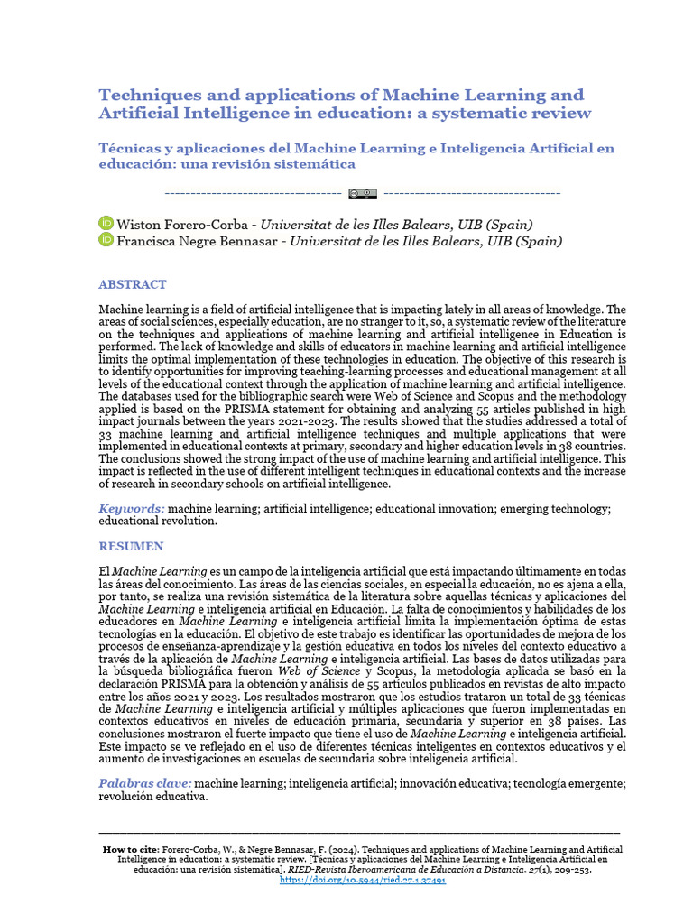 Machine Learning in Education: A Review | PDF | Artificial Intelligence ...