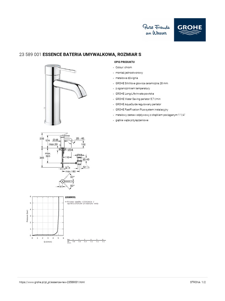 GROHE Specification Sheet 23589001 | PDF