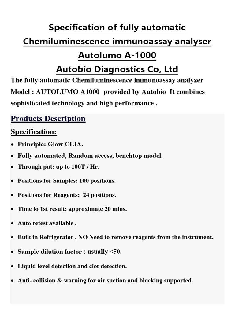 Autobio - AUTOLUMO A - 1000 | PDF