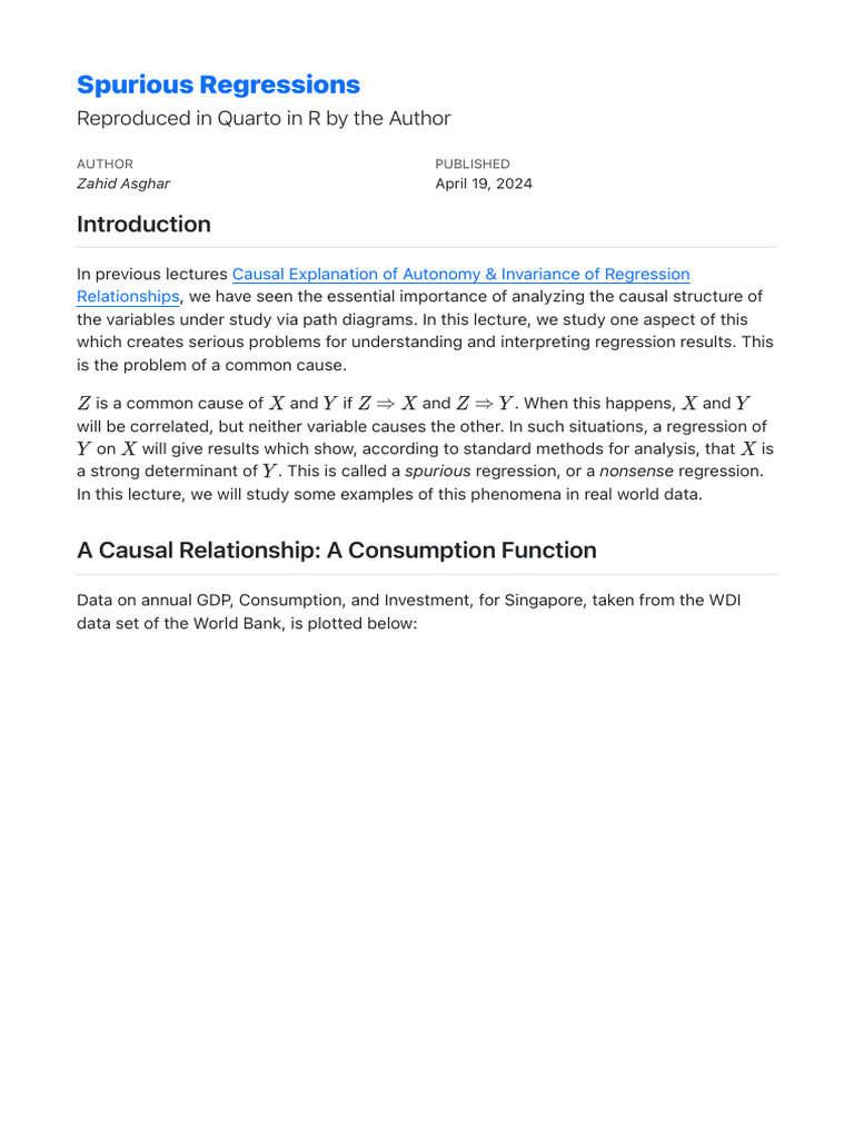 Spurious Regressions | PDF | Econometrics | Regression Analysis