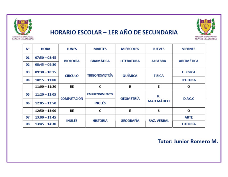1ro de Secundaria Horario | PDF