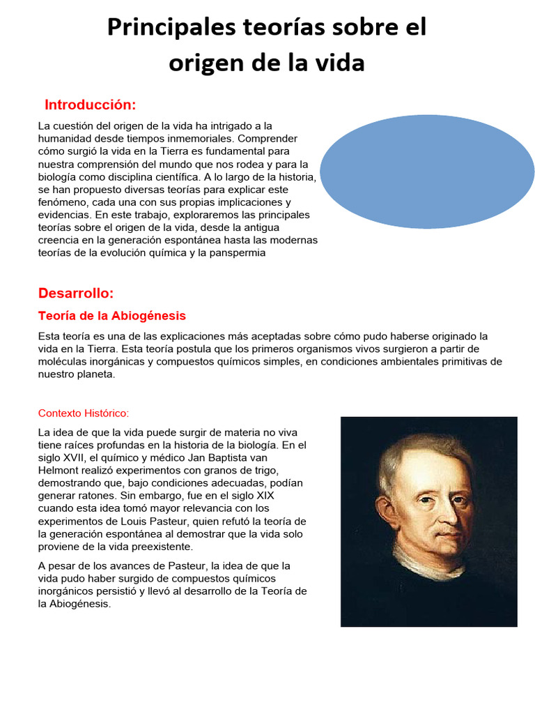 Principales teorías del origen de la vida | PDF | Creacionismo ...