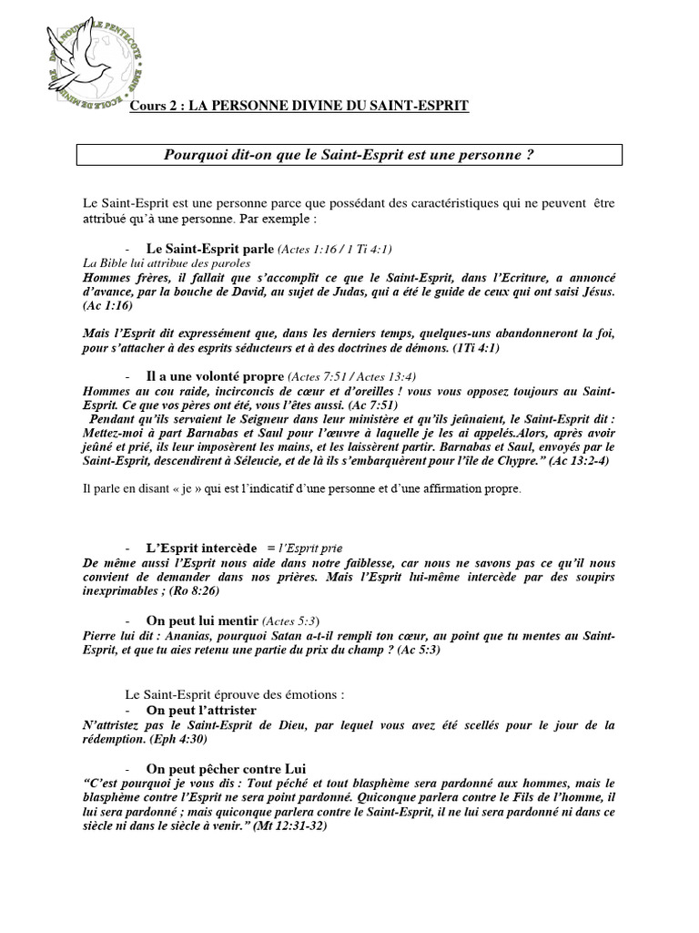 La Personne Divine du Saint-Esprit | PDF | Saint-Esprit | Dieu
