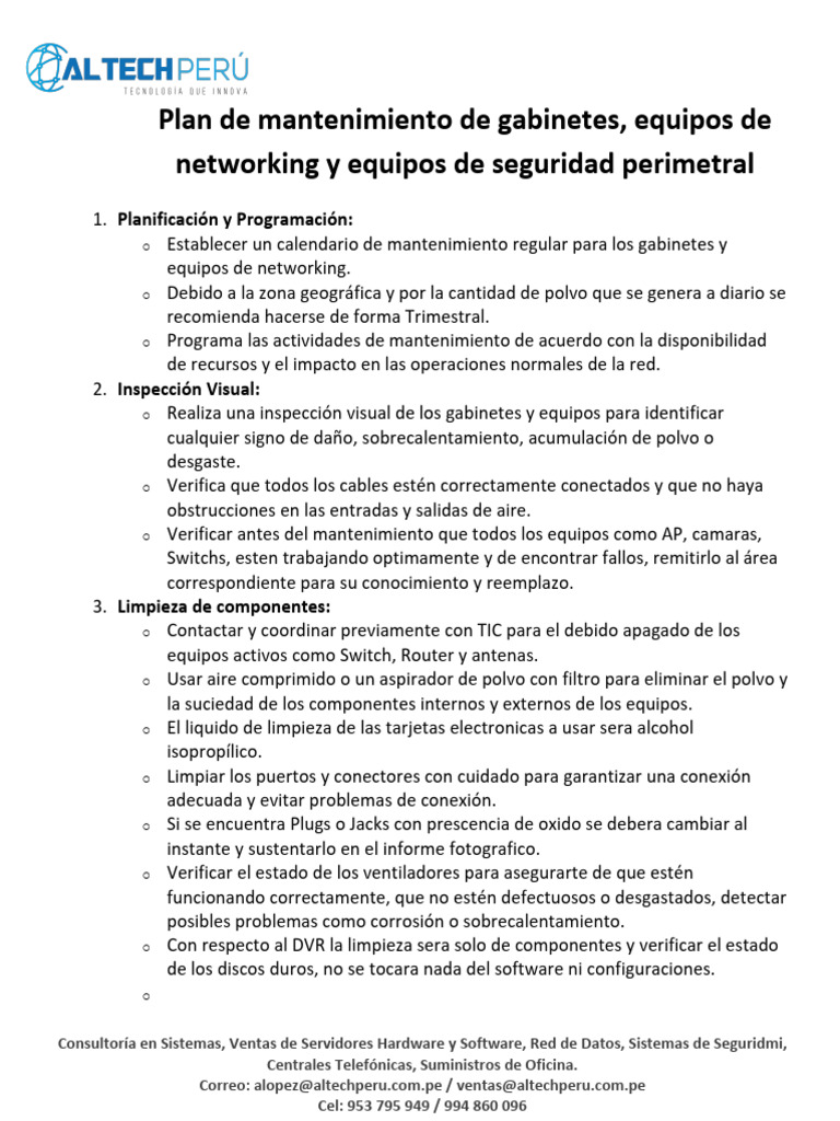 Mantenimiento de Equipos de Red y Seguridad Perimetral | PDF | Software ...