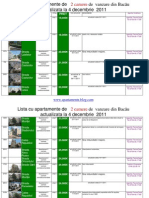 Lista Cu Apartamente de 2 Camere de Vanzare Din Bacau Actualizata La 4 Decembrie 2011 (Download PDF