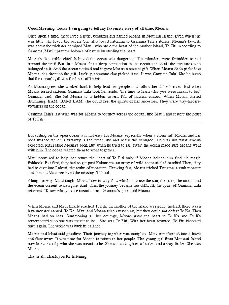 Moana pdf moana 2016 film maui