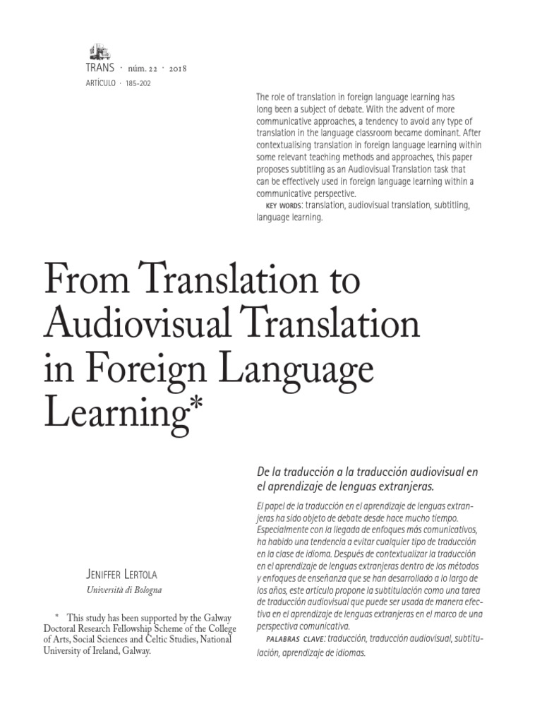 From Translation To Audiovisual Translat | PDF | Language Education ...