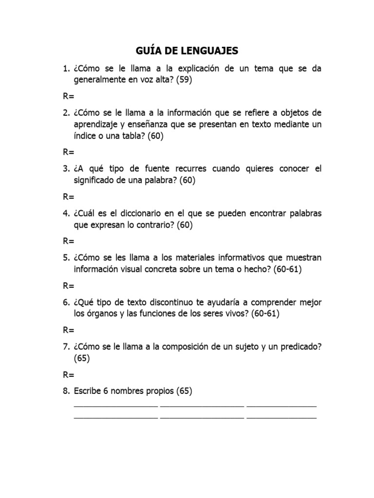 Guía Completa de Lenguajes y Ciencias | PDF | Artes del Lenguaje y ...