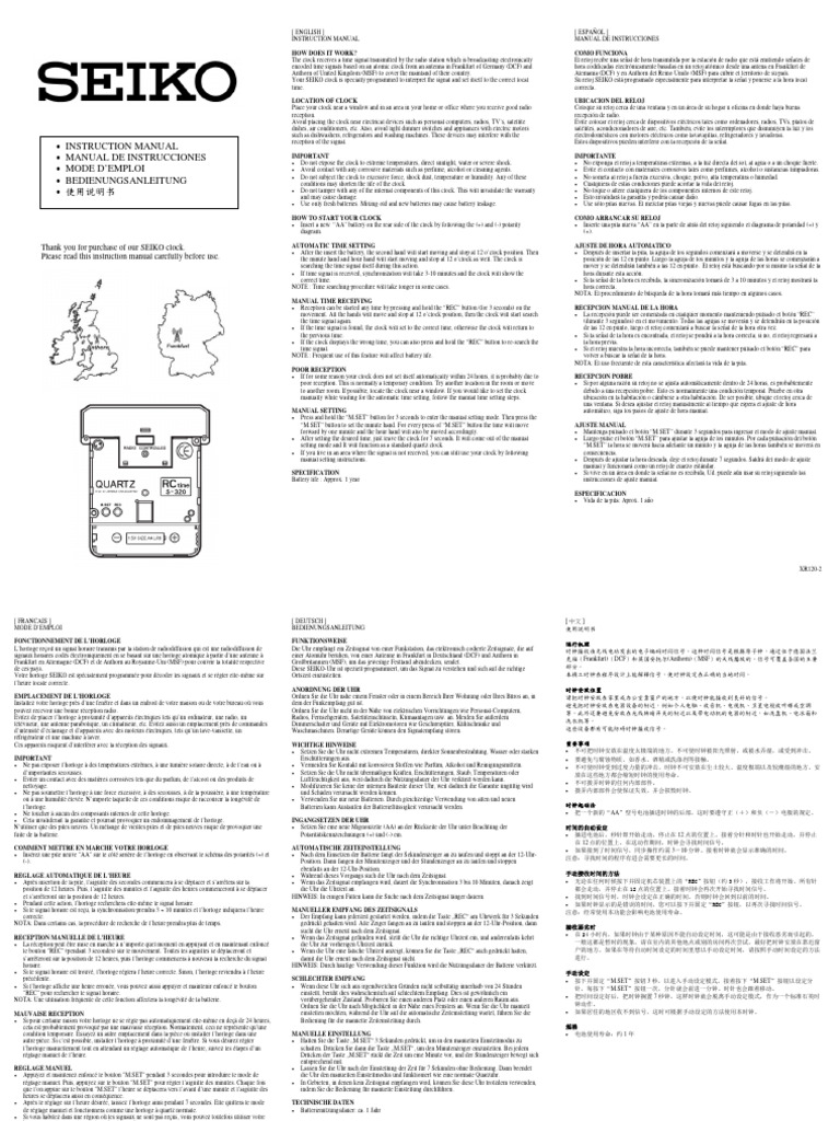 Manual de Instrucciones Reloj SEIKO XR120-2 | PDF | Máquinas | Electrónica