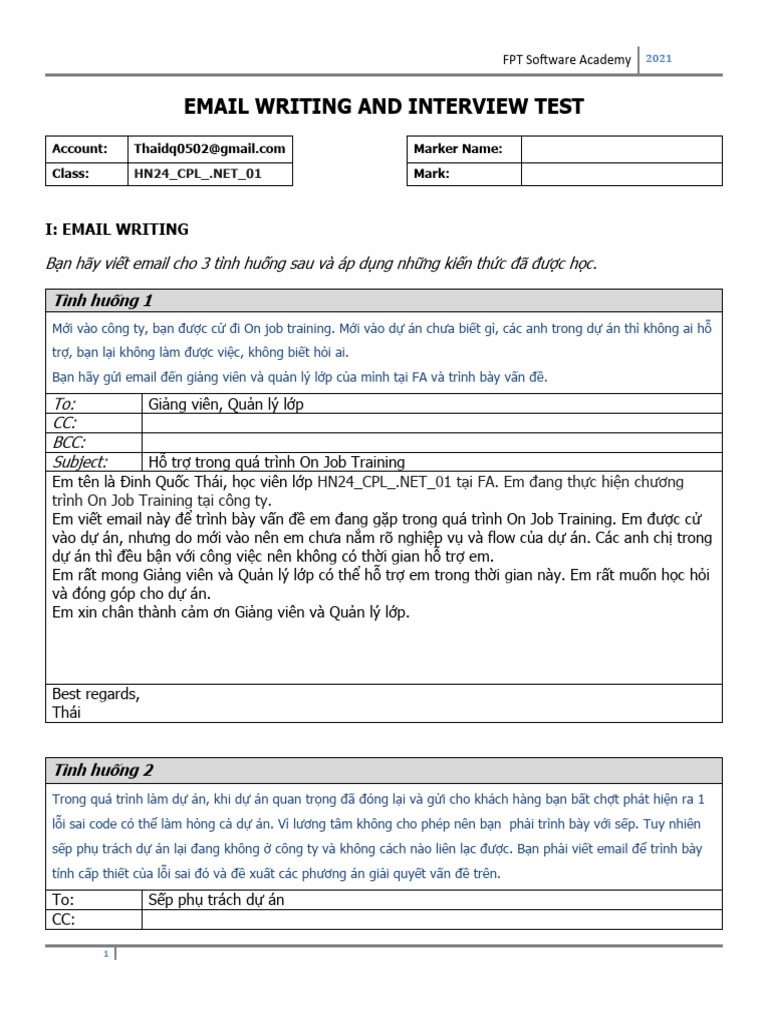 Emailwriting Test | PDF