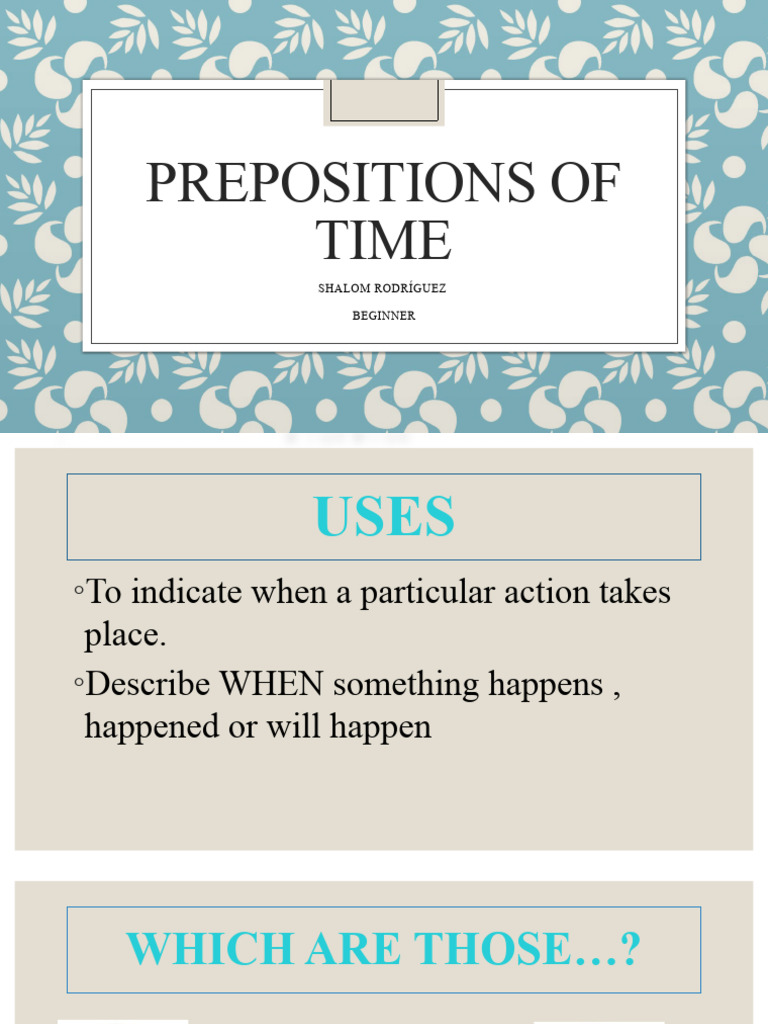 Prepositions of Time Explained | PDF
