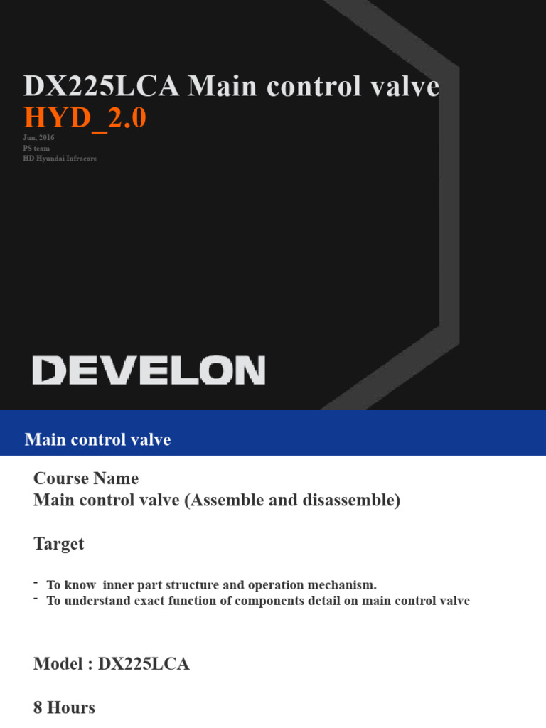 DX225LCA Main Control Valve Overview | PDF | Valve | Pump