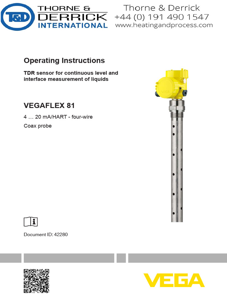 VEGA Level Sensor VEGAFLEX 81 Guided Wave Radar Level Sensor Operating ...