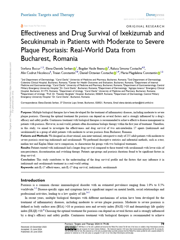 Effectiveness and Drug Survival of Ixekizumab and Secukinumab in ...
