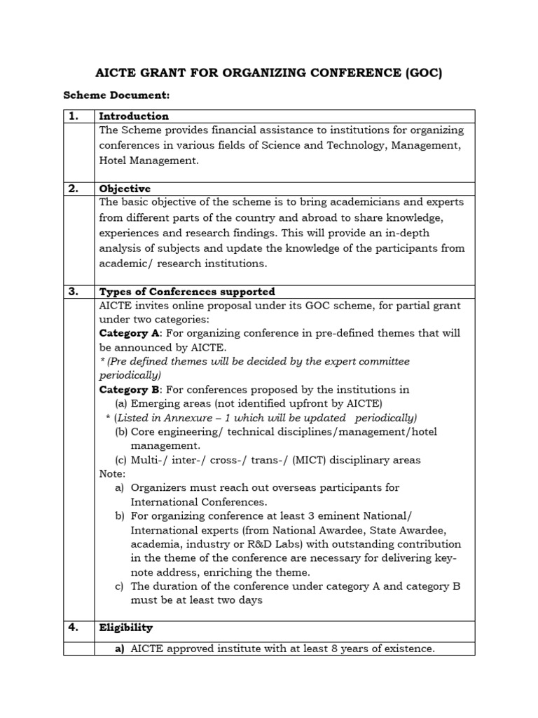 AICTE Conference Grant Scheme Details | PDF | Internet Of Things