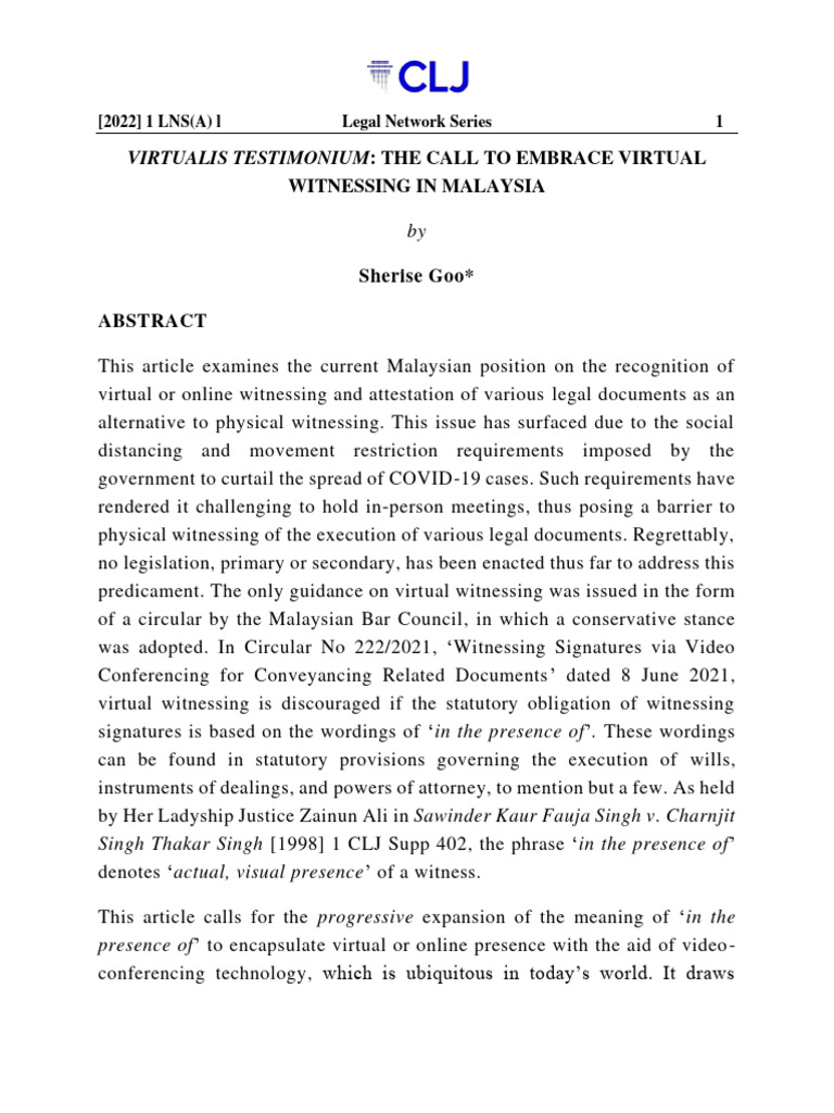 Embracing Virtual Witnessing in Malaysia | PDF | Power Of Attorney ...