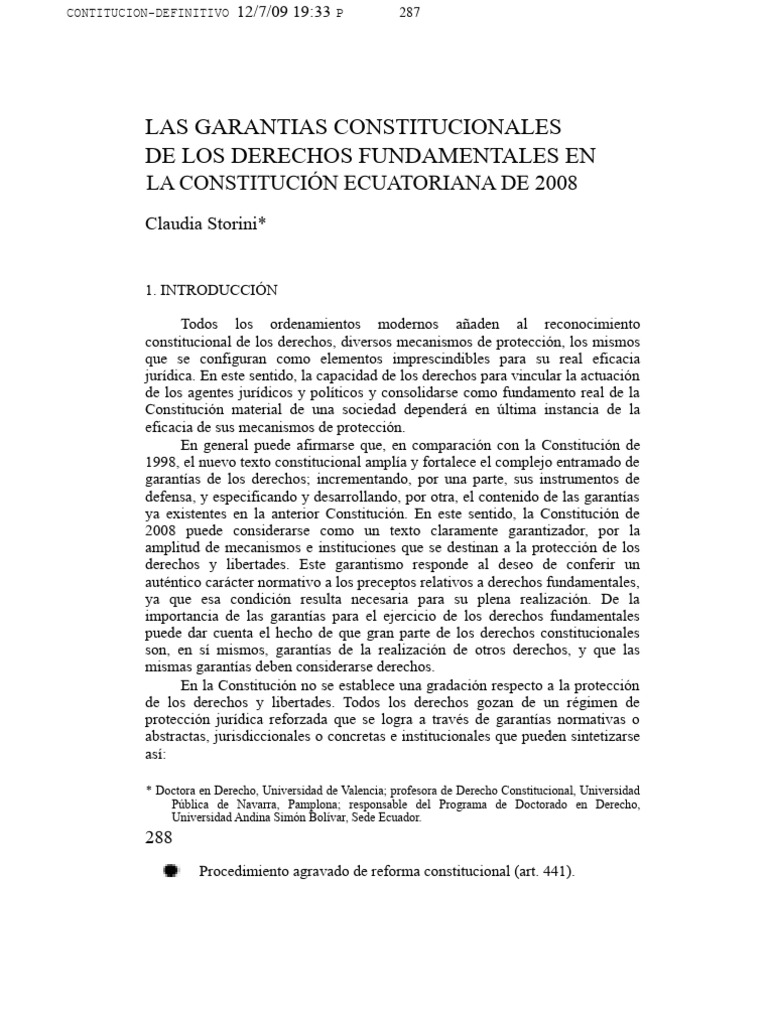 Garantías Constitucionales en Ecuador 2008 | PDF | Constitución ...