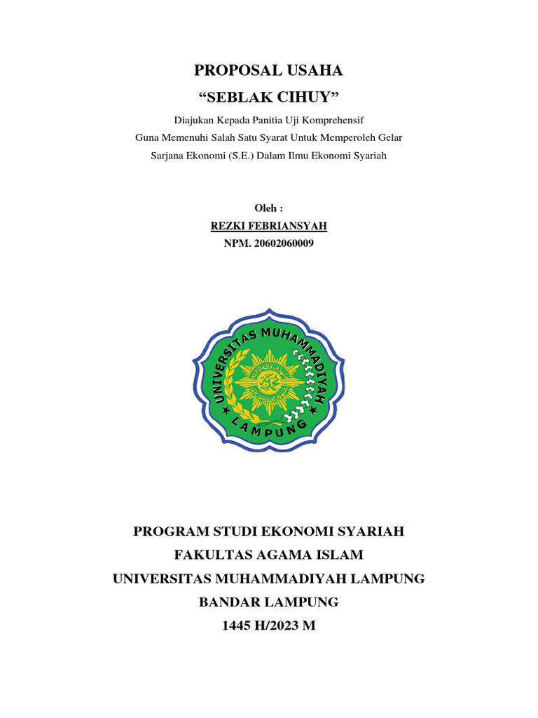 Proposal Usaha Seblak Cihuy | PDF | Karier & Perkembangan | Bisnis