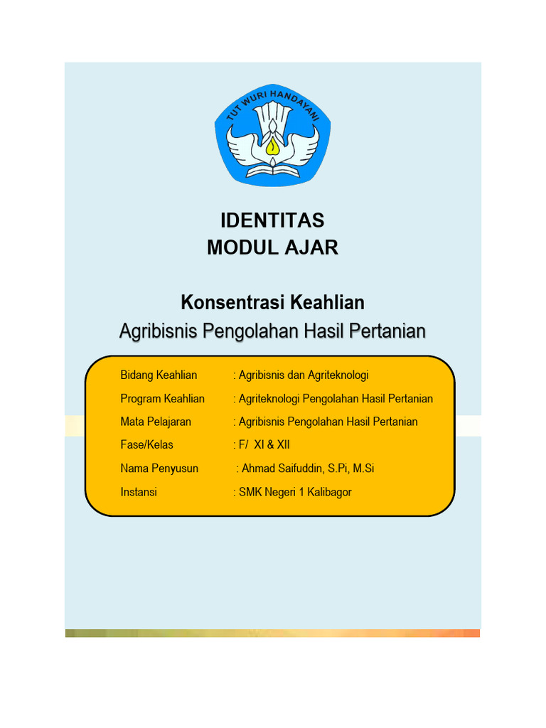 Modul Ajar Agribisnis Pengolahan Hasil Pertanian Memilih Dan
