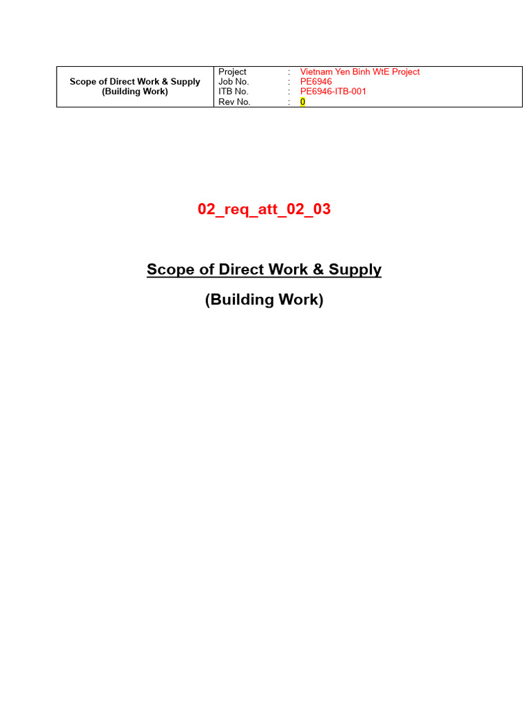 02 - Req - Att - 02 - 03 Scope of Direct Work - Building | PDF | Wall ...
