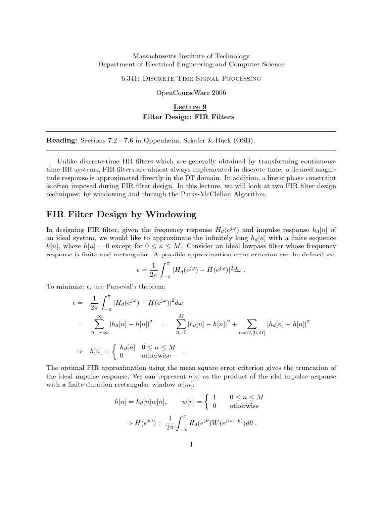 Lec 09 | PDF | Electrical Engineering | Digital Signal Processing