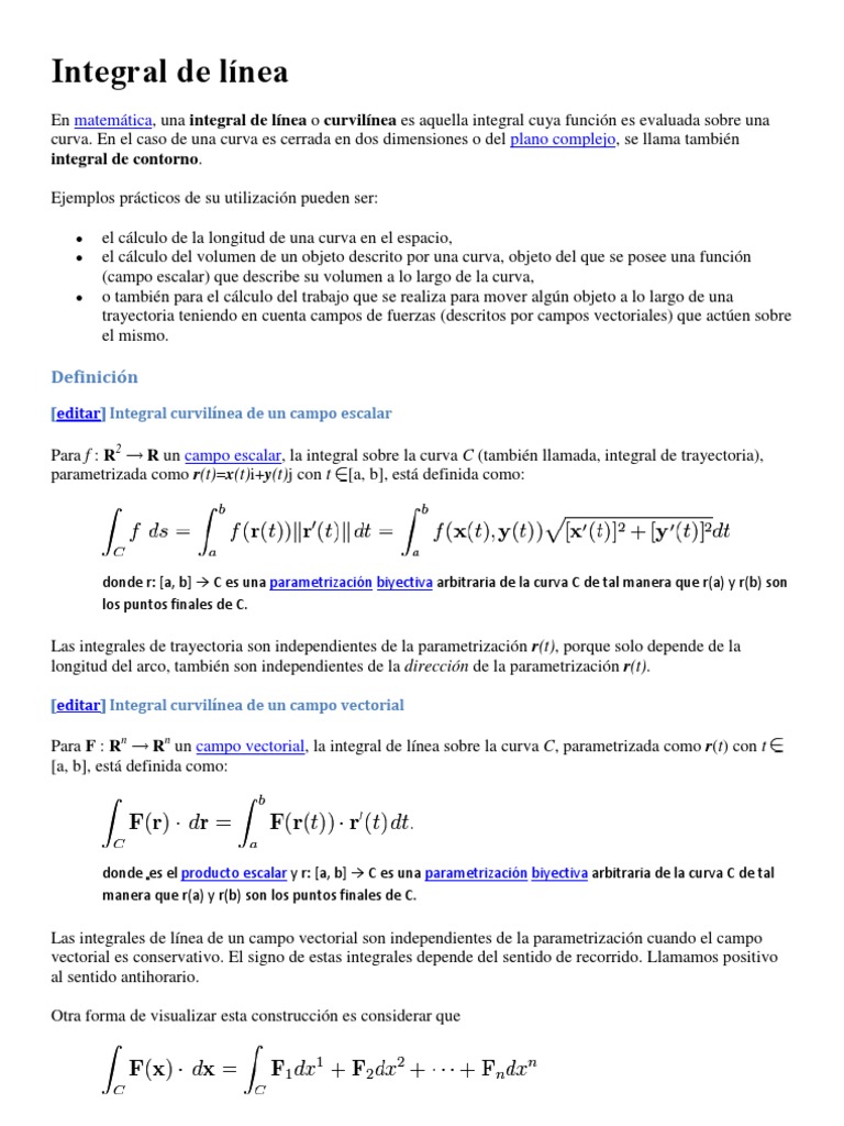 Integral de Línea: Definición y Aplicaciones | PDF
