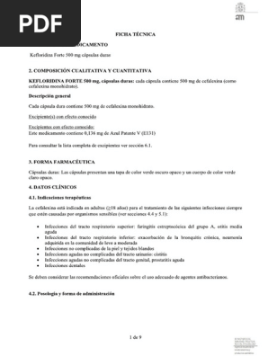練習 Kefloridina Forte 500mg Caps - Technical File Spanish | PDF