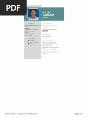 White and Green Simple Student CV Resume 3