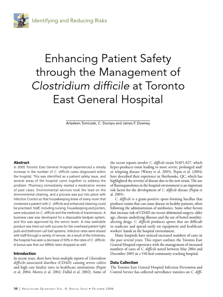 Enhancing Patient Safery Through The Management of C Difficile at ...