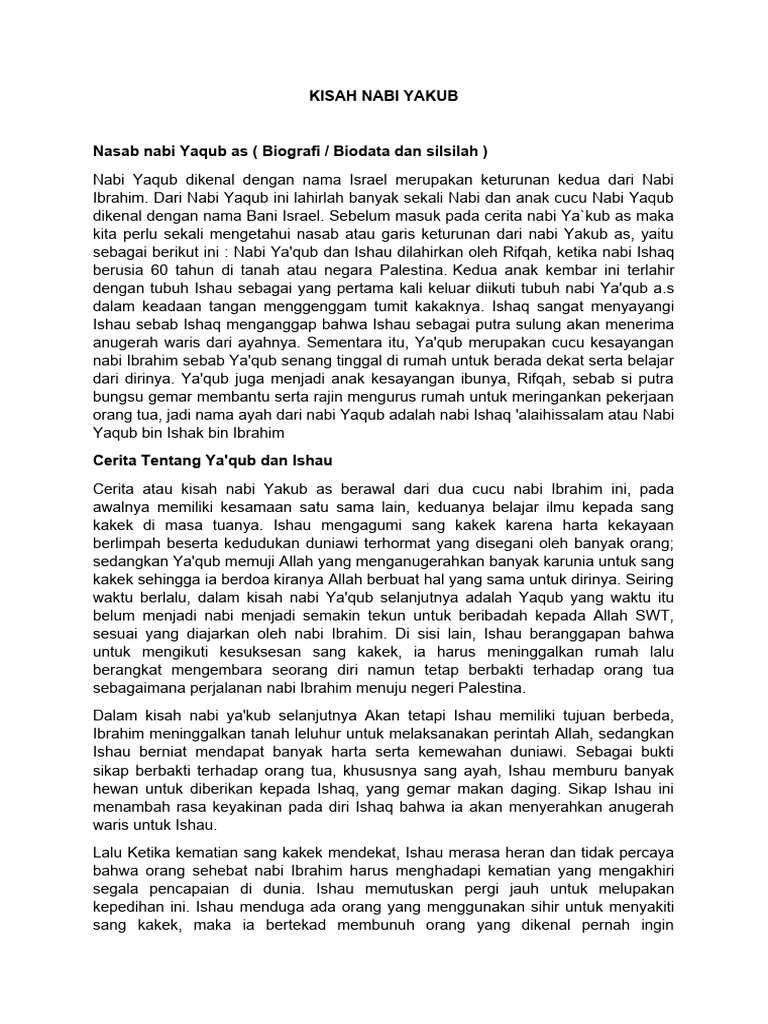 Biografi dan Kisah Nabi Yakub | PDF