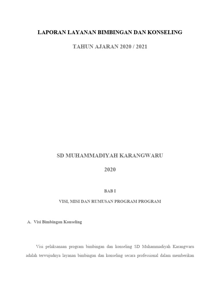 Laporan Bimbingan Konseling SD 2020-2021 | PDF