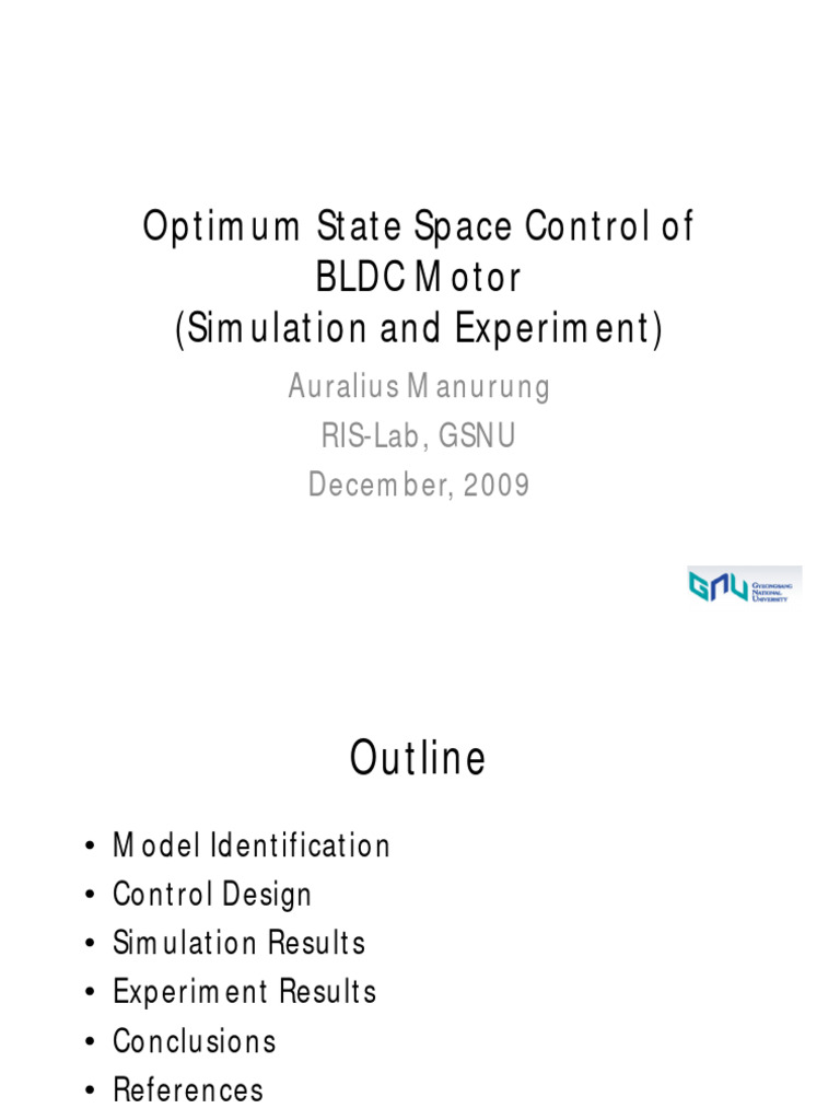 Optimum State Space Control of A BLDC Motor | PDF | Mathematical ...