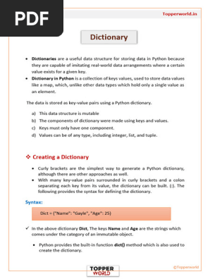 Dictionary-in-Python