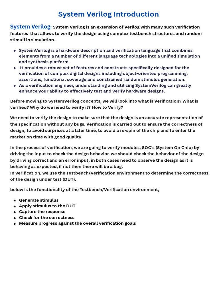 SV Vs Verilog | PDF | Hardware Description Language | Formal Verification