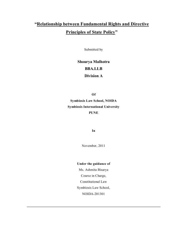 Relationship Between Fundamental Rights And Directive Principles For