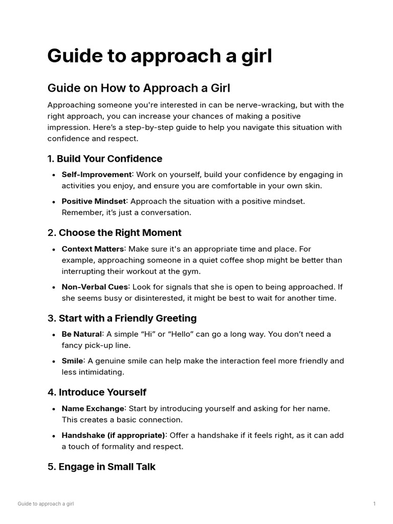 Guide To Approach A Girl | PDF | Conversation | Nonverbal Communication