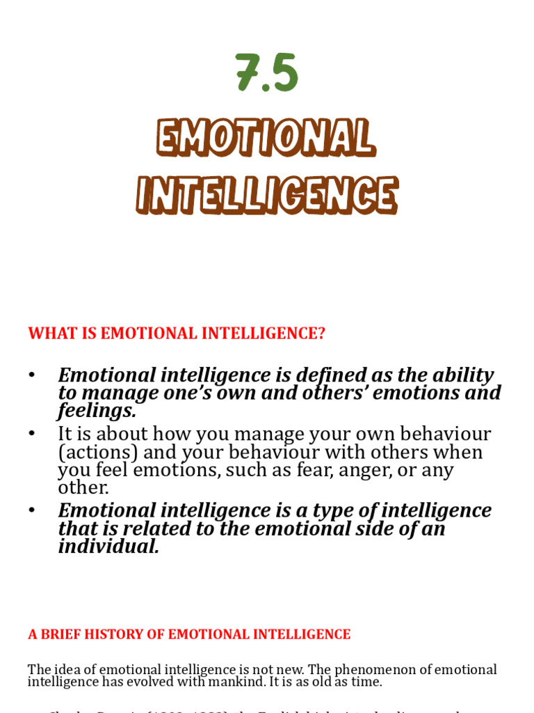 7.5 Emotional Intelligence | PDF | Emotional Intelligence | Self Awareness