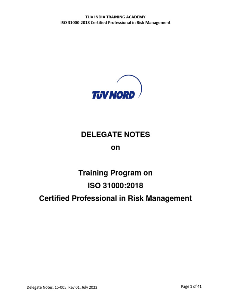 ISO 31000:2018 Risk Management Training | PDF | Risk | Risk Management