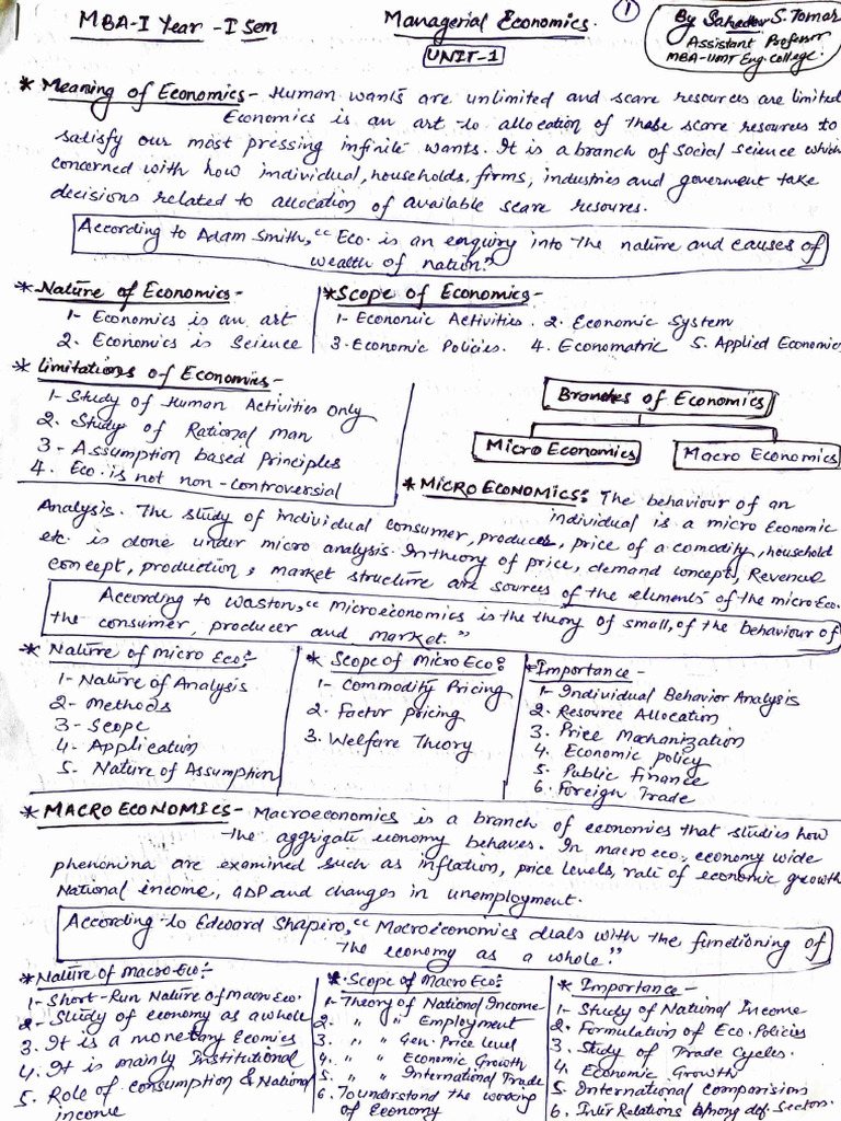 Managerial Eco Short Notes | PDF